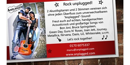 Hochzeitsmusik - Musikrichtungen: Partyhits - Frammersbach - ANPLAGGED  - Acoustic Rock
