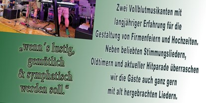 Hochzeitsmusik - Musikrichtungen: Neue Deutsche Welle - Schwoich - Alpenlausa - Band für Hochzeiten Firmenfeiern Events - wenns lustig gemütlich & sympathisch und stimmungsvoll werden soll - Jakob Ehammer